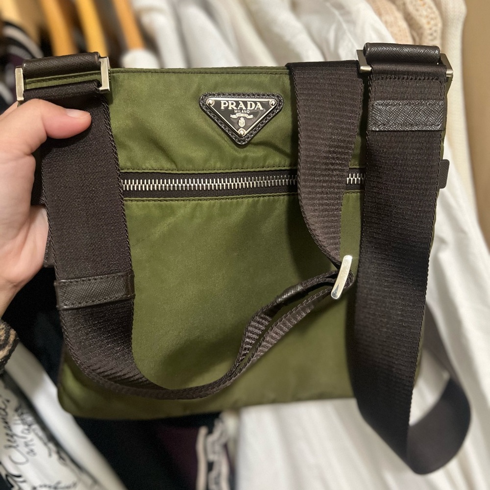 AUTHENTIC PRADA Olive Green Crossbody Bag